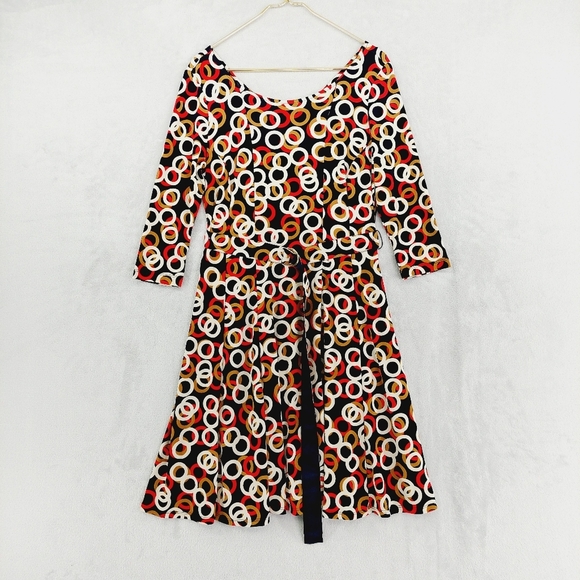 Ellen Tracy Colorful Abstract Print Long Sleeve Dress with Belt P3105 - Picture 1 of 8